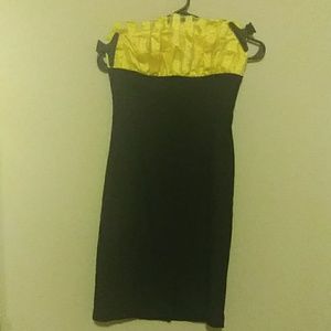 Lovely Day Strapless Dress w/ Yellow Ruching